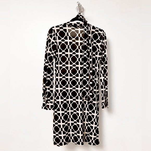 Young At Heart Patterned Stretch Jersey Fall Casual Chic Midi Dress Brown - Picture 2 of 7